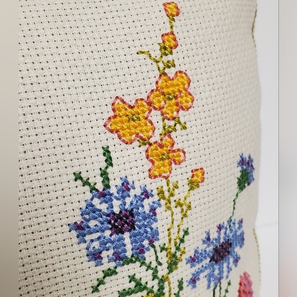 Handmade Cross Stitch Throw Pillow - Picture 8 of 13